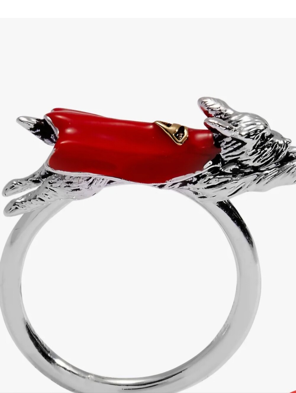 SUPERMAN™ Krypto Silver-tone Dog Ring with Red Enamel Coat - Pet Lovers Jewelry